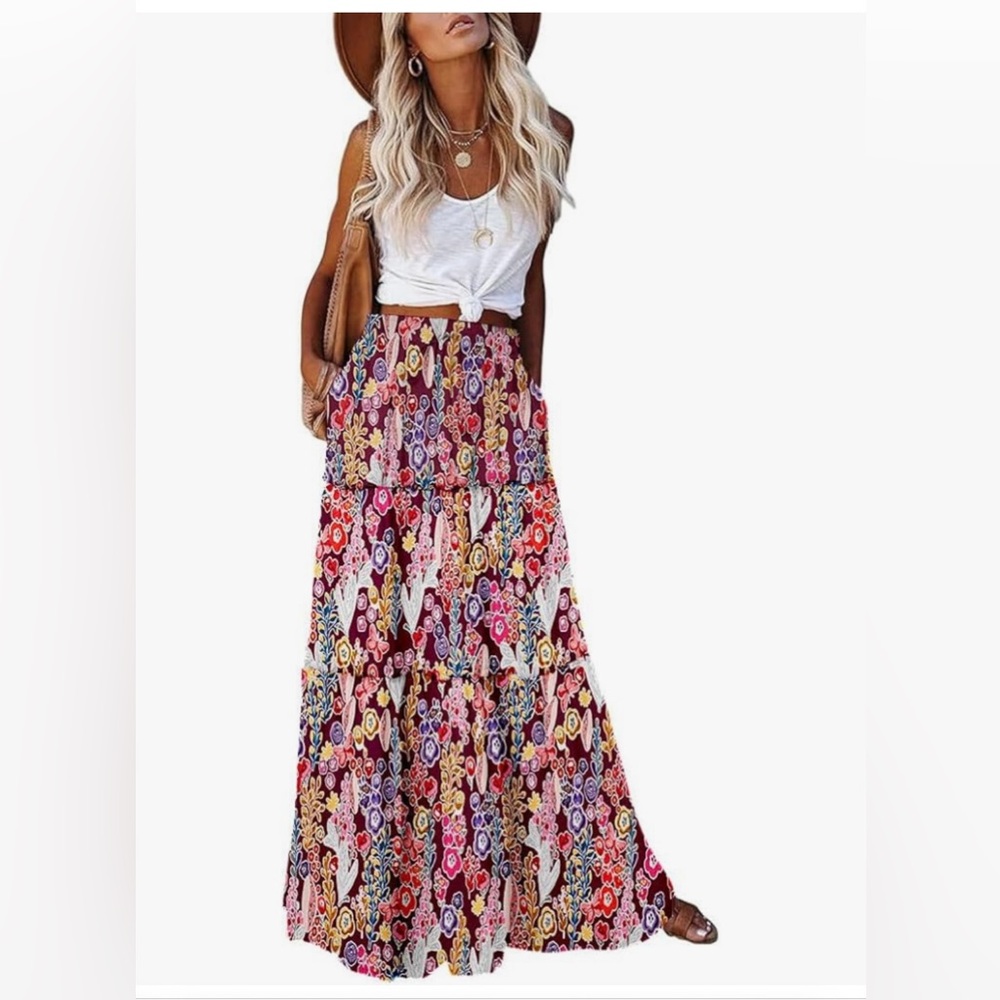 Floral Bohemian Maxi Skirt